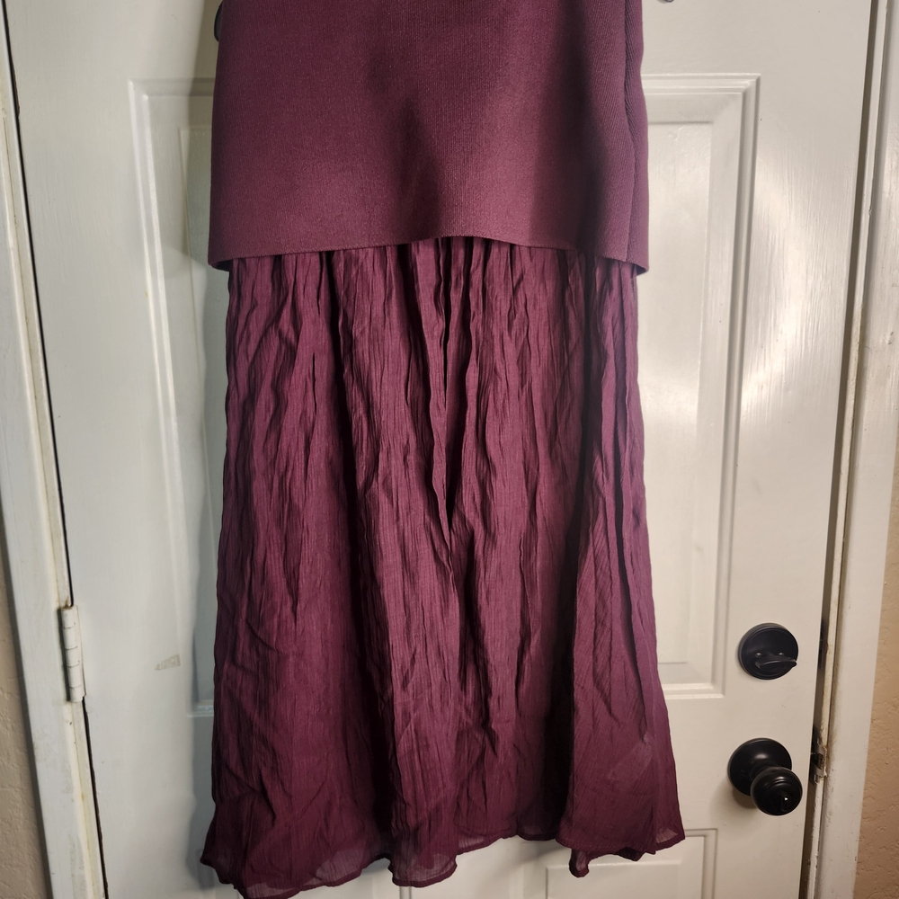 Zara Burgundy Pleated Maxi Skirt - Picture 6 of 7